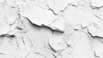 Obraz premium Close-up of a textured, cracked white wall in natural light.