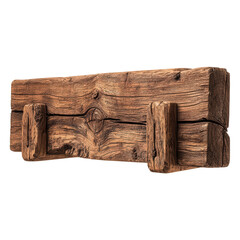 Fototapeta premium Rustic wooden shelf with natural texture and sturdy brackets for display. Perfect for home decor and organization. isolated on transparent background