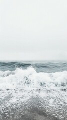 Serene ocean waves crashing shore