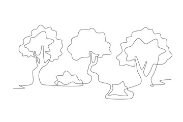 Forest concept one-line drawing