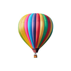 Colorful hot air balloon soaring in sky, showcasing vibrant stripes and joyful design. Perfect for travel and adventure themes. isolated on transparent background
