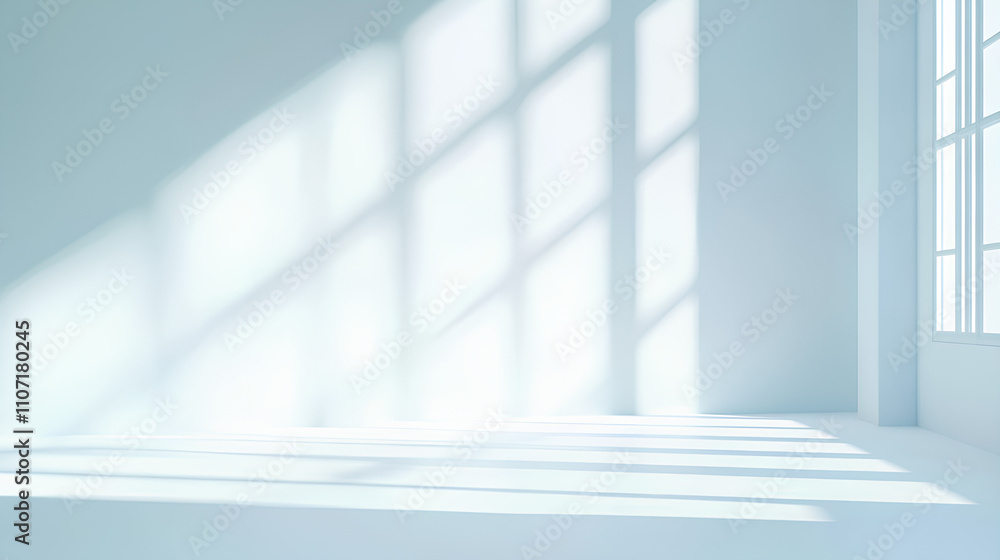 Poster abstract white studio room with light and shadow from window background for product display presenta