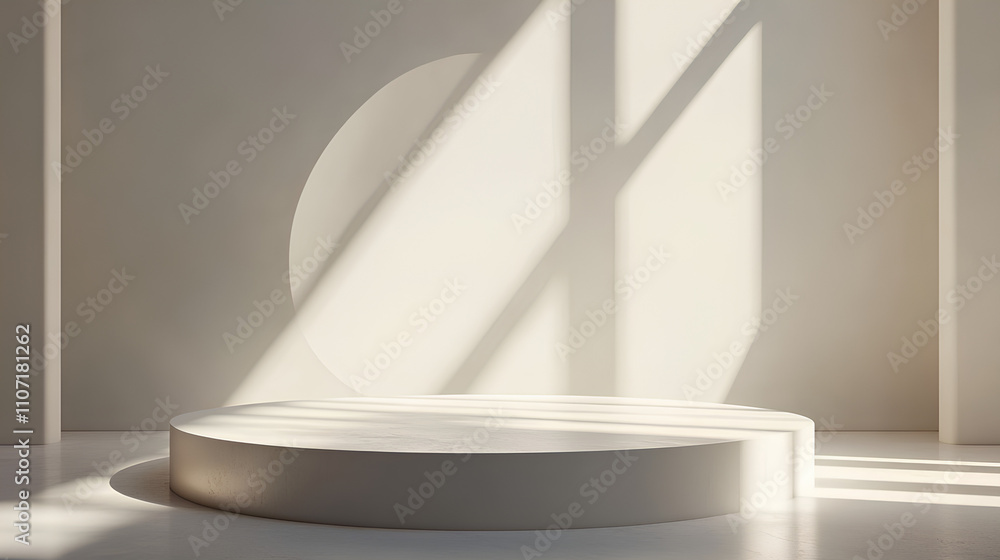Poster abstract white studio room with light and shadow from window background for product display presenta