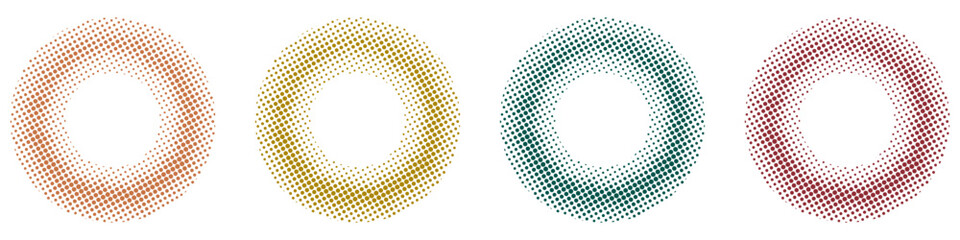 Set of Multiple circles starburst shapes seamless dots pattern in pop art style. Abstract modern stylish texture. Vector illustration geometric pattern.