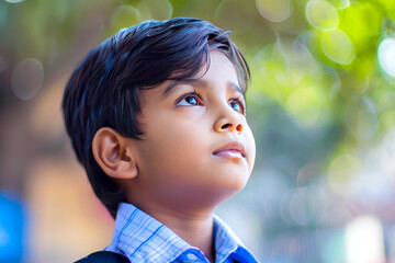 A young Indian boy confronts the pressure of academic performance, striving for excellence with resilience and determination, staying focused on his goals amidst challenges.