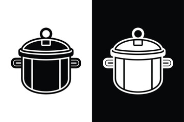 Pressure cooker Icon Style Art Illustration on white background.