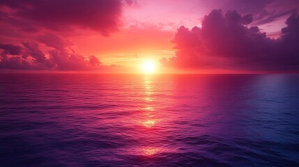 Tranquil Sunset Over Calm Ocean Waters