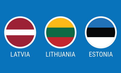The Baltic states flag icons. Set of flat icons with the flags of Estonia, Latvia and Lithuania