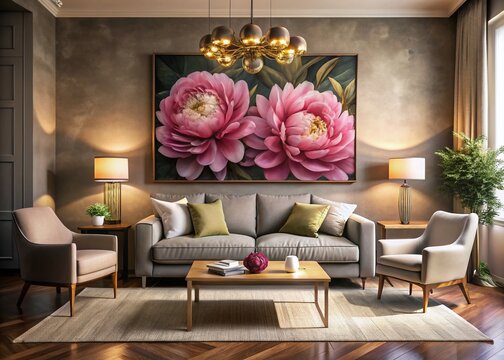 Transform Your Living Room with a Textured Peony Painting: A Guide to Elevating Your Home Decor Aesthetic and Creating a Welcoming Atmosphere