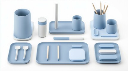 Elegant Blue Desk Accessories for Minimalist Workspace Organization