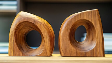 Two Carved Wooden Objects with Circular Openings