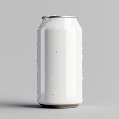 White Beer Can on Gray Background