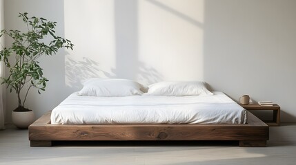 Minimalist Bedroom with Simple Design and a Touch of Green