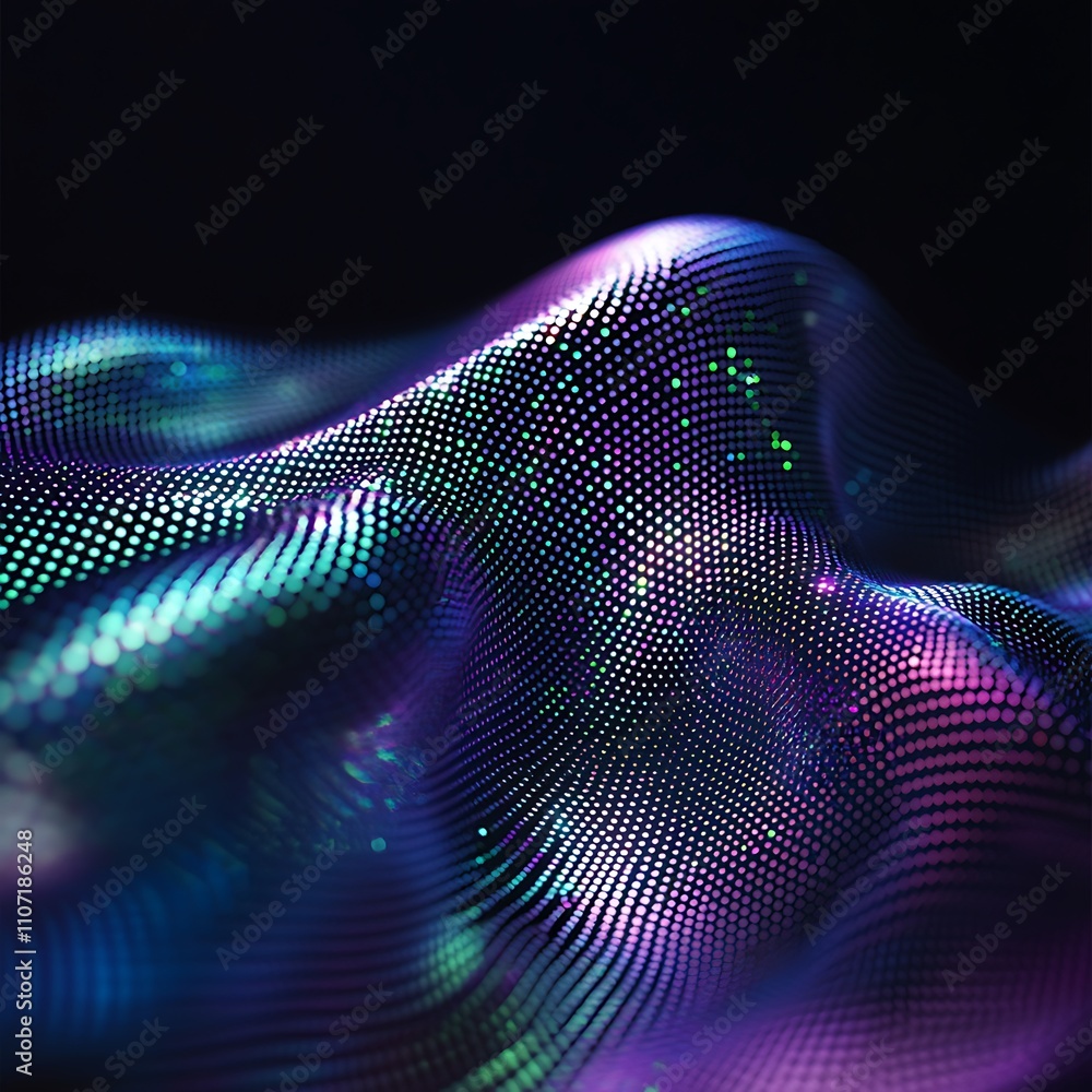 Poster abstract colorful wave with dots and patterns over dark background for creative projects and modern 
