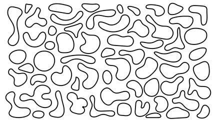 Fluid outline blobs with geometric shapes, perfect for abstract decor and creative backgrounds. High quality vector set featuring organic elements.