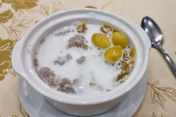 A serving of Orh Nee, popular delicious traditional teochew sweet dessert consisting yam, gingko and lard among the Chinese in Malaysia