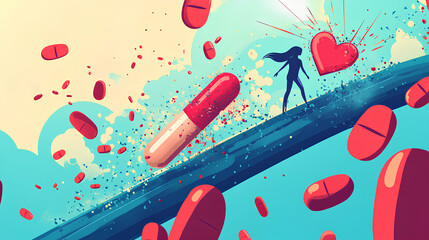 Atherosclerosis and Dietary Fat as Low-density lipoprotein or bad LDL cholesterol with a person suffering from a heart attack due to clogged coronary artery as a cardiology distress symbol