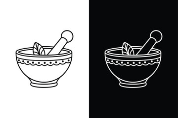 Mortar and pestle flat icon vector on White Background Vector Art Illustration on white background.