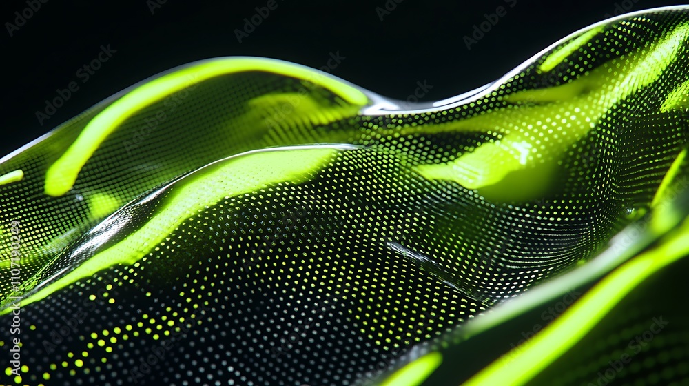 Poster abstract flowing texture with vibrant yellow and black patterns illuminated in a dramatic lighting s