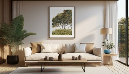 Living Room Wall Poster Mockup Showcase Your Creativity