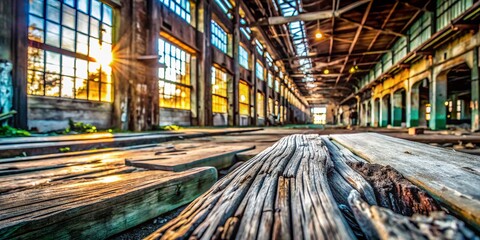 Fototapeta premium Urban Exploration of Weathered Wood Grain in Soft Light: Capturing the Beauty of Pale Grey and White Textures in Abandoned Spaces