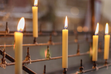 
Holy moment in the church with candle lighting