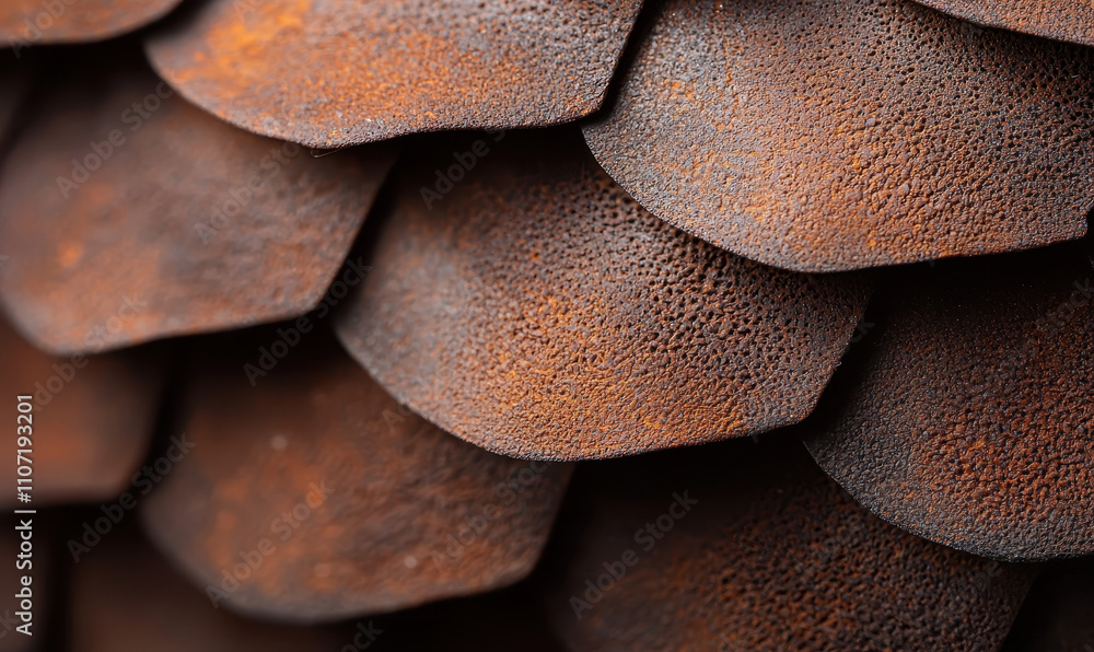 Aufkleber close-up of rustic weathered metal roofing texture in architectural design: a study of patterns and 