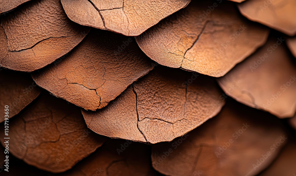 Poster explore the intricate textures and patterns of pine cone scales in a close-up botanical macro shot