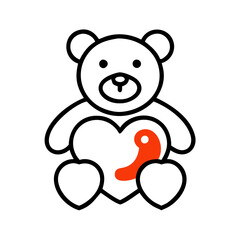 Obraz premium Cute teddy bear holding a heart in playful design 