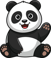 panda bear with bamboo Cute Panda Bear Icon With Black And White © Fozley