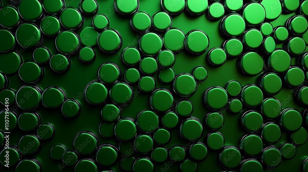 Poster abstract green circles pattern with glossy effects creating depth and texture in a modern design aes
