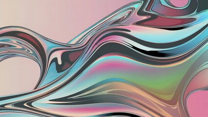 3d visualization holographic abstract background. Soft light and pastel colours. Gentle horizontal futuristic liquid gradient landscape texture artwork