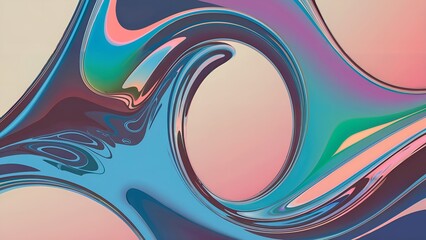3d visualization holographic abstract background. Soft light and pastel colours. Gentle horizontal futuristic liquid gradient landscape texture artwork