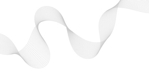 Abstract gray wave dynamic curve lines on transparent background with flowing particles. Digital energy waves technology concept. Modern backdrop design for business, presentation, banner.