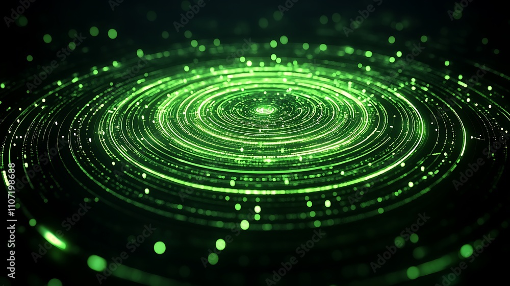 Aufkleber abstract green light circles with sparks creating a cosmic atmosphere for background or design use