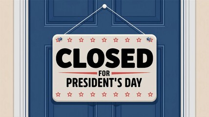 Fototapeta premium Closed for President's Day Hanging Door Sign