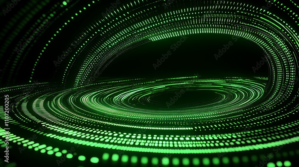 Poster abstract green swirling lines and dots design for futuristic background and visual effects