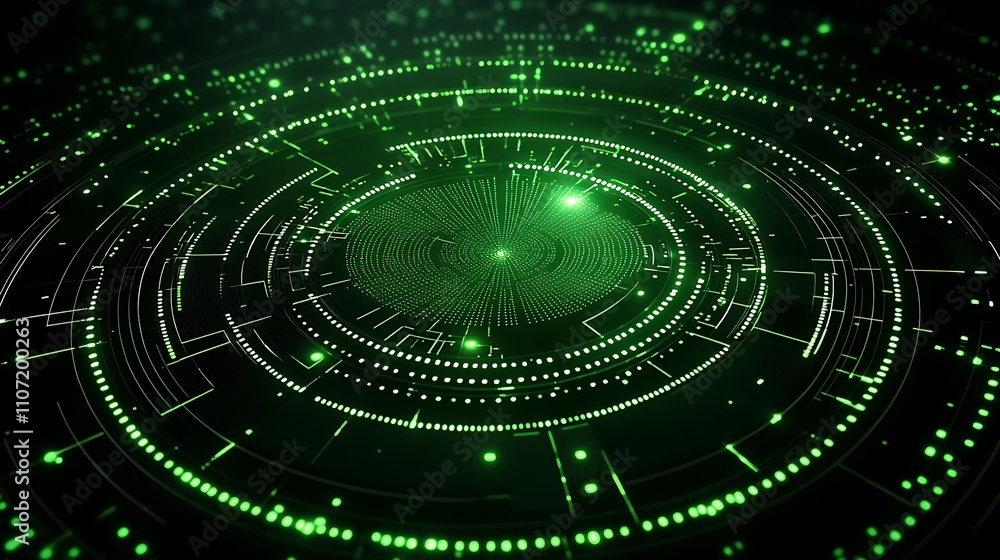 Poster abstract green technology background with circuits and data patterns for digital designs and concept