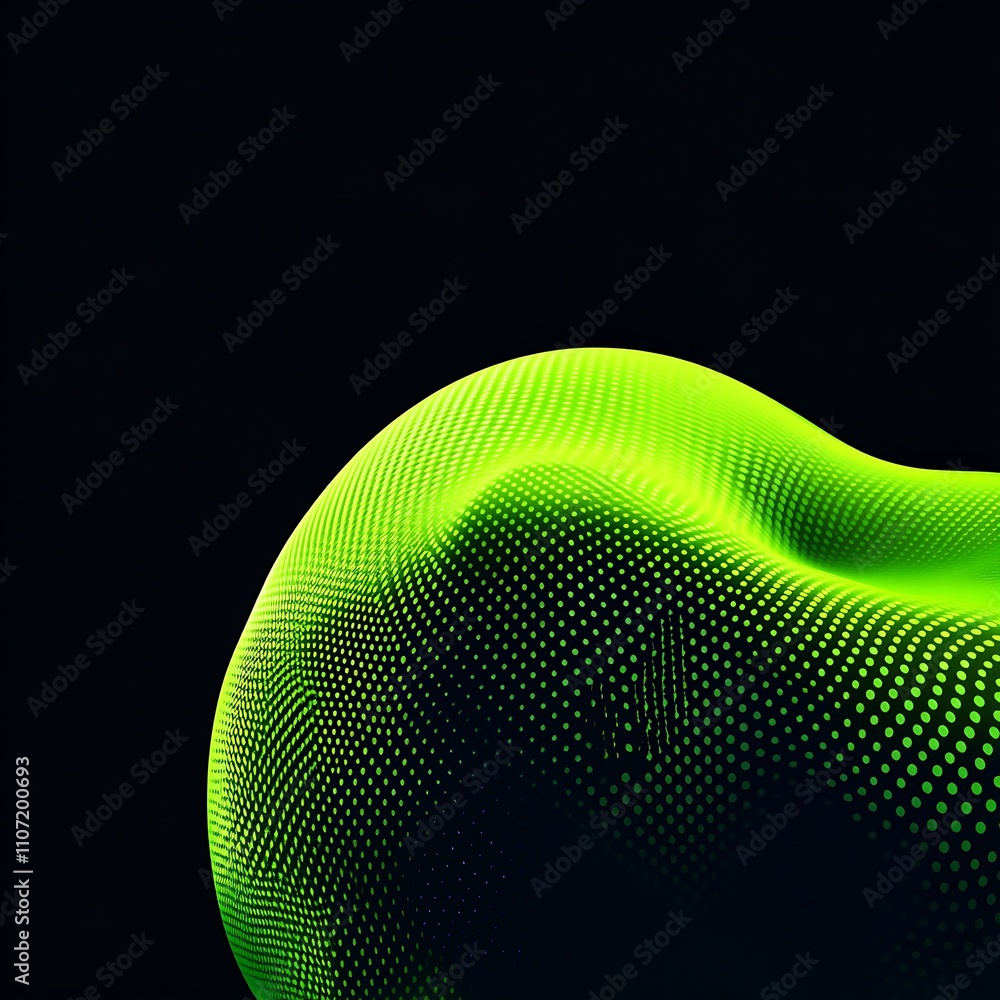 Poster abstract green wave pattern with dots and gradient background for creative projects and digital artw