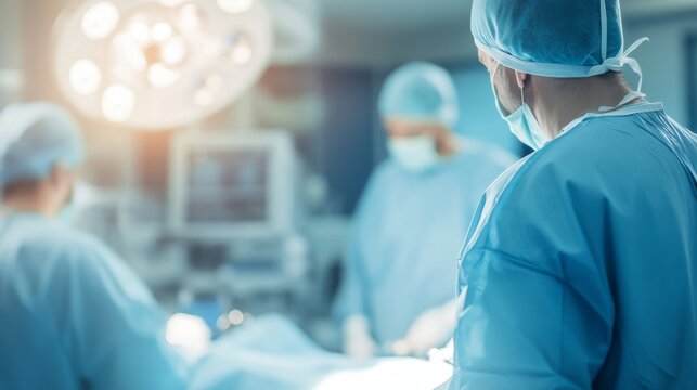 A surgical oncologist performing a cancer surgery procedure in an operating room, with surgical team and oncology surgery equipment visible, Surgical oncology style