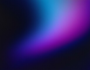 Fototapeta premium Dark purple blue black abstract grainy background, glowing vibrant color gradient shape, noise texture poster header banner cover design