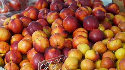 Lots of plums in the fruit shop