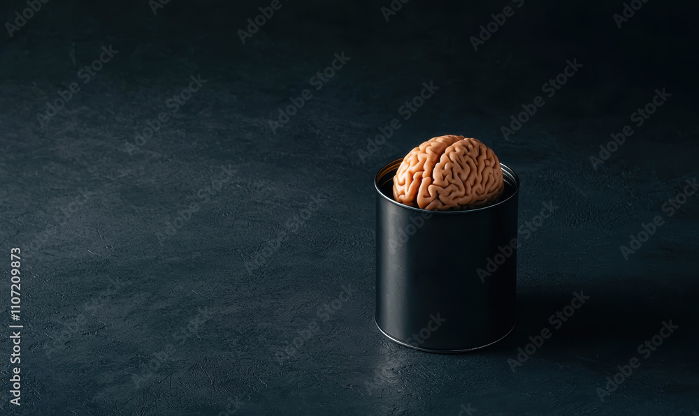Aufkleber intriguing surreal image of a brain in a cylinder exploring the depths of human cognition and consci
