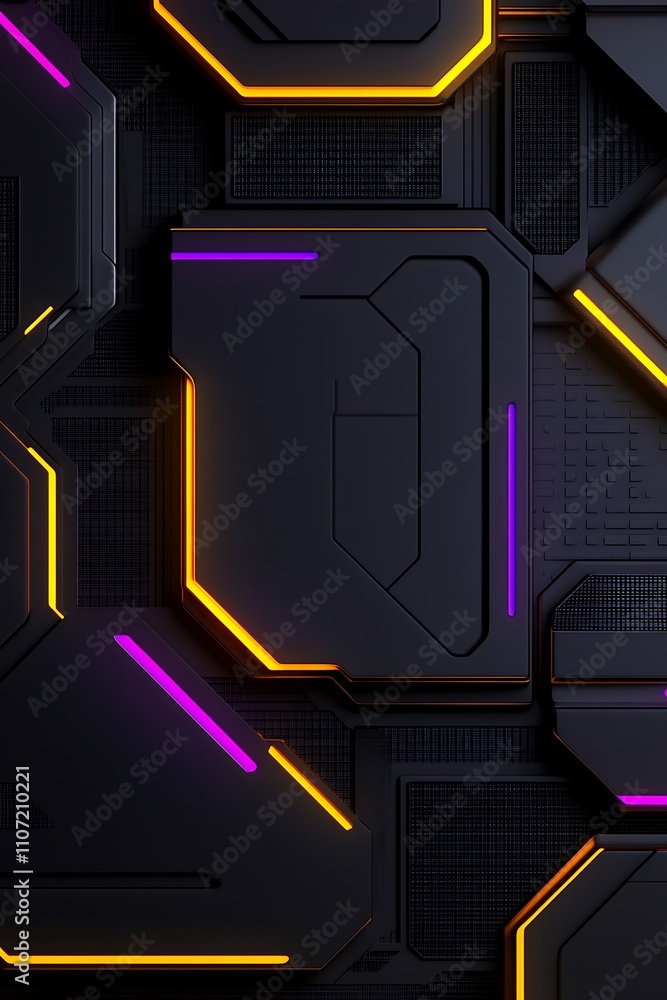 Poster futuristic abstract background with neon lines and geometric shapes for technology and design projec