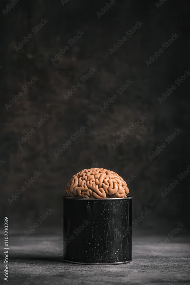 Poster Intriguing Symbolism of a Brain within a Container: Exploring Concepts of Thought and Intellect in a Mysterious Setting