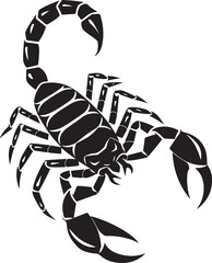 A silhouette vector of a scorpion depicted, scorpion isolated on white background