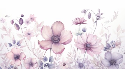 Watercolor botanical floral background 