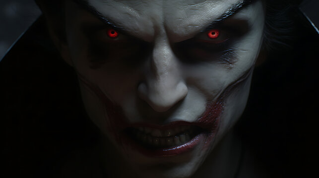 portrait of a evil demonic vampire face