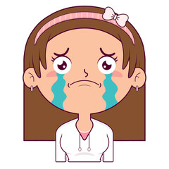 girl scared face cartoon cute