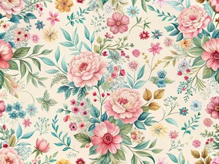 Vibrant Ditsy Floral Patterns in Soft Pastels for Home Decor, Fashion Textiles, and Crafting Projects, Perfect for Spring and Summer Designs with High Depth of Field Focus